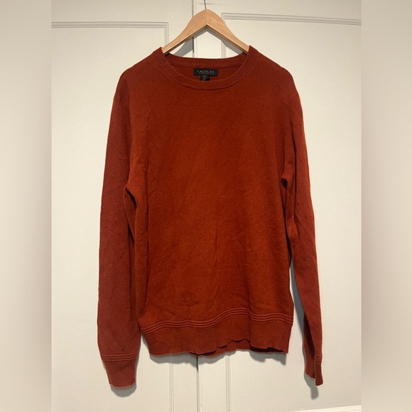 Men’s Lachlan Wool/ Cashmere Burnt Orange Crew Neck Sweater - Picture 1 of 3